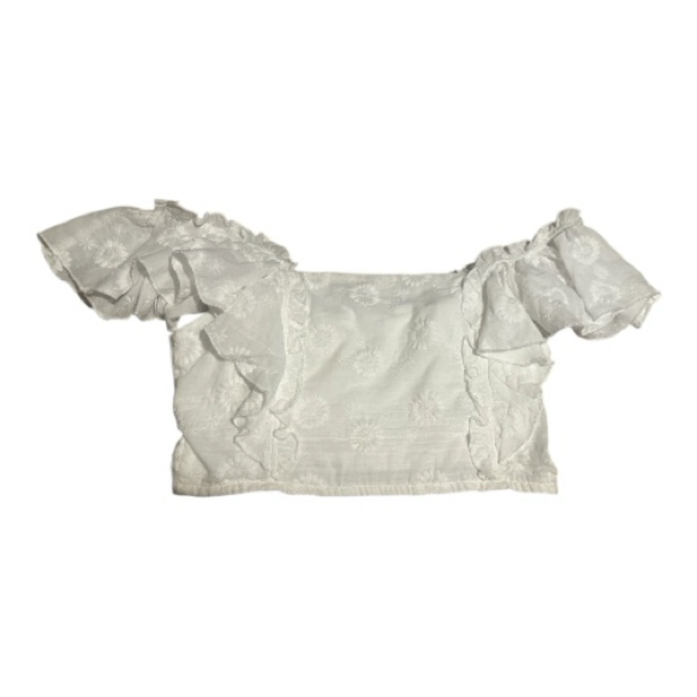 Altar’d State White Floral Ruffled Top, new, size L